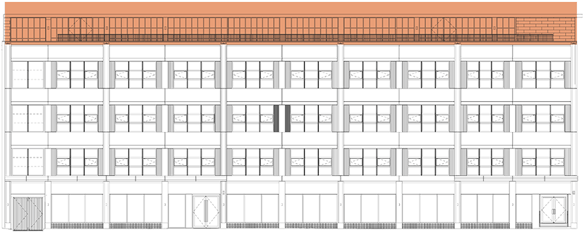 Fourth floor elevation showing floor layout